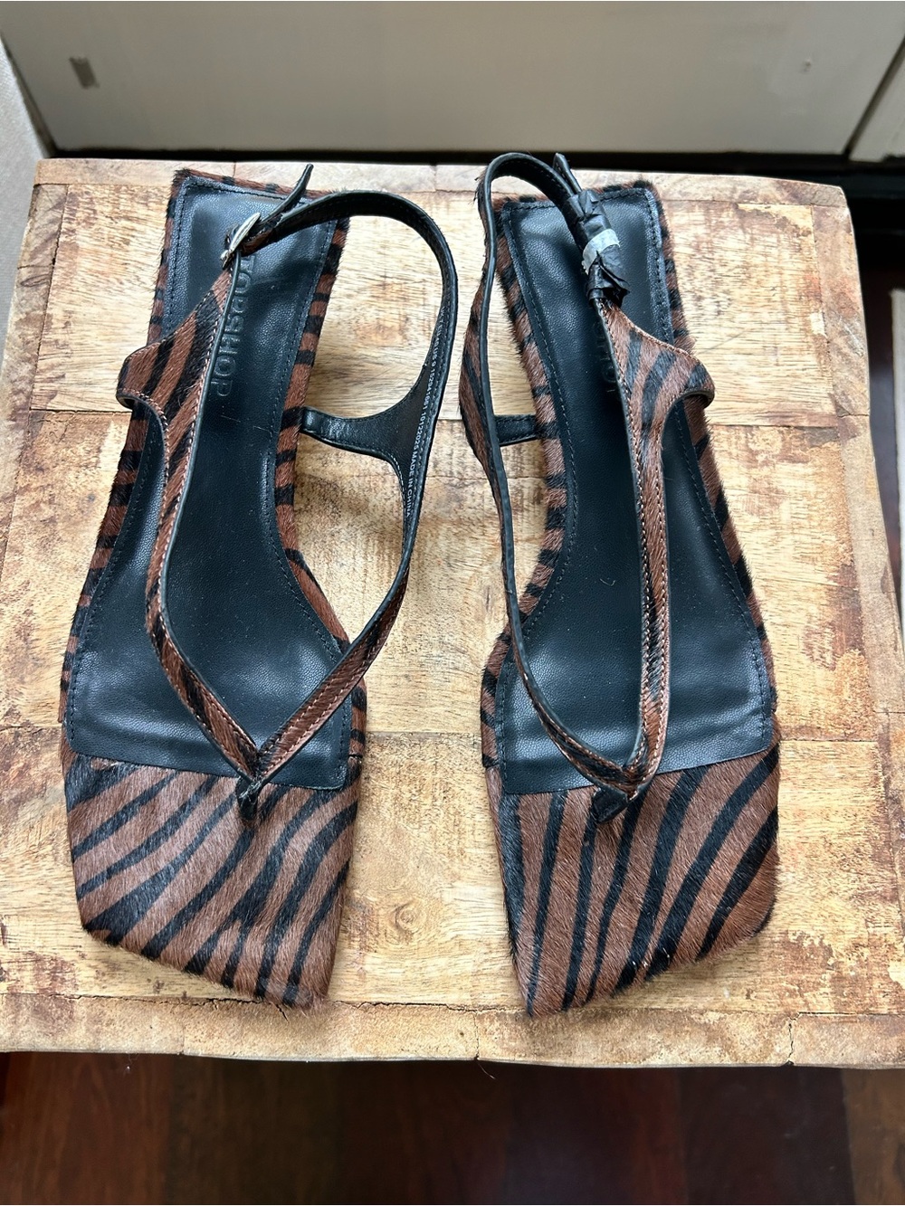 Women’s Brown Zebra Print Slingback Sandals